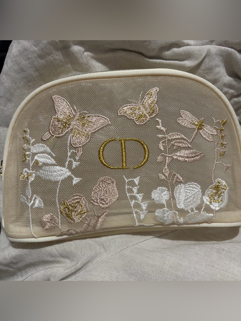 Dior Embroidered Floral & Butterfly Cosmetic Pouch